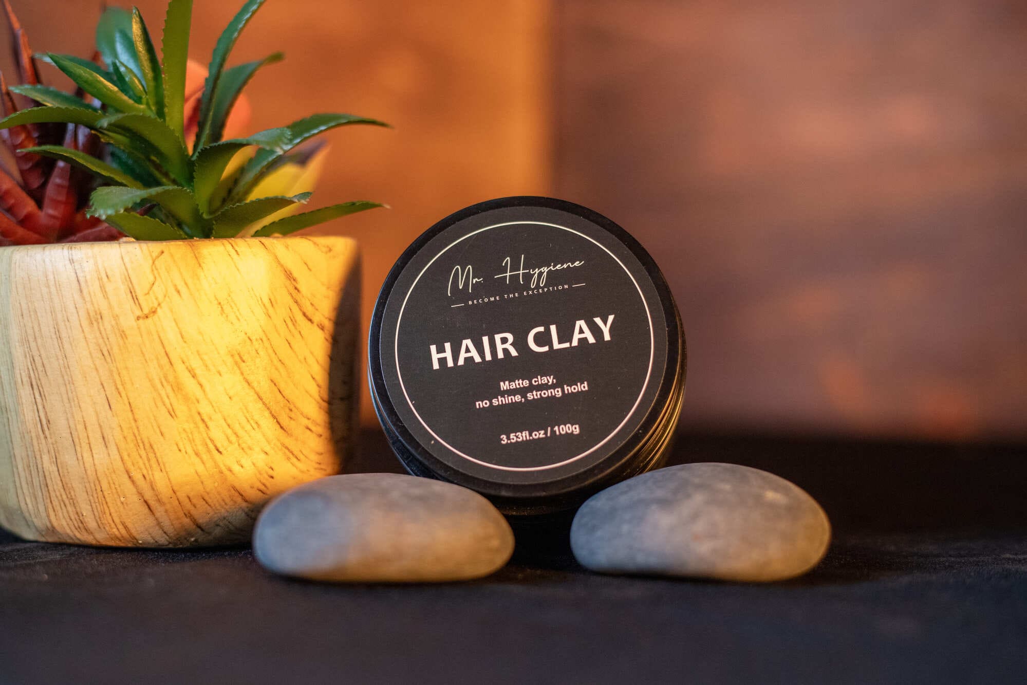 Hair Clay with a plant and rocks