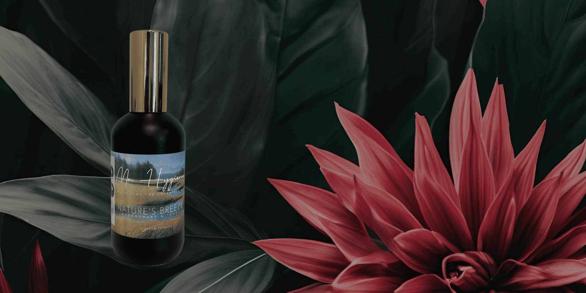 natural aftershave with red flower