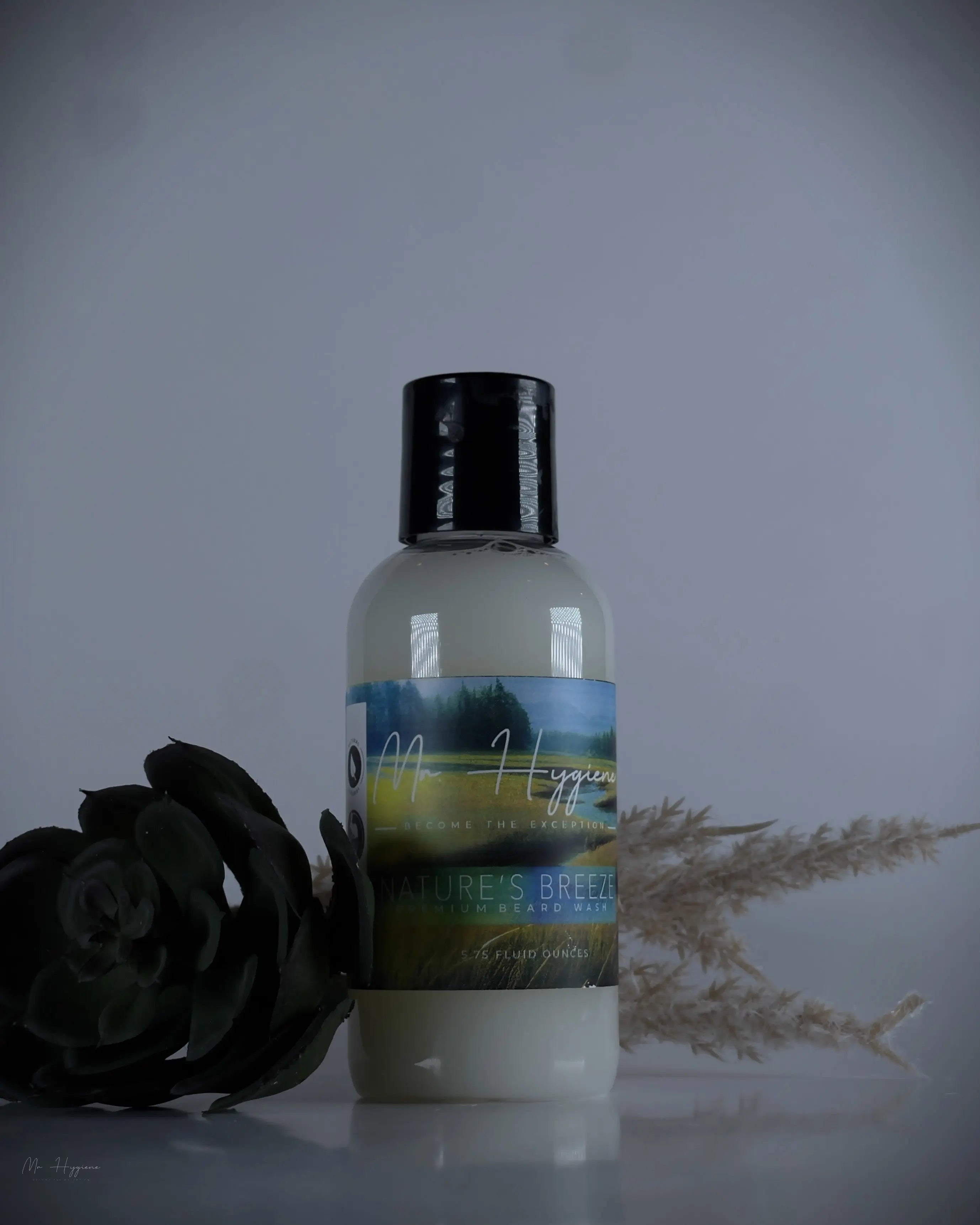 Organic Beard Wash with Flower and White Plant