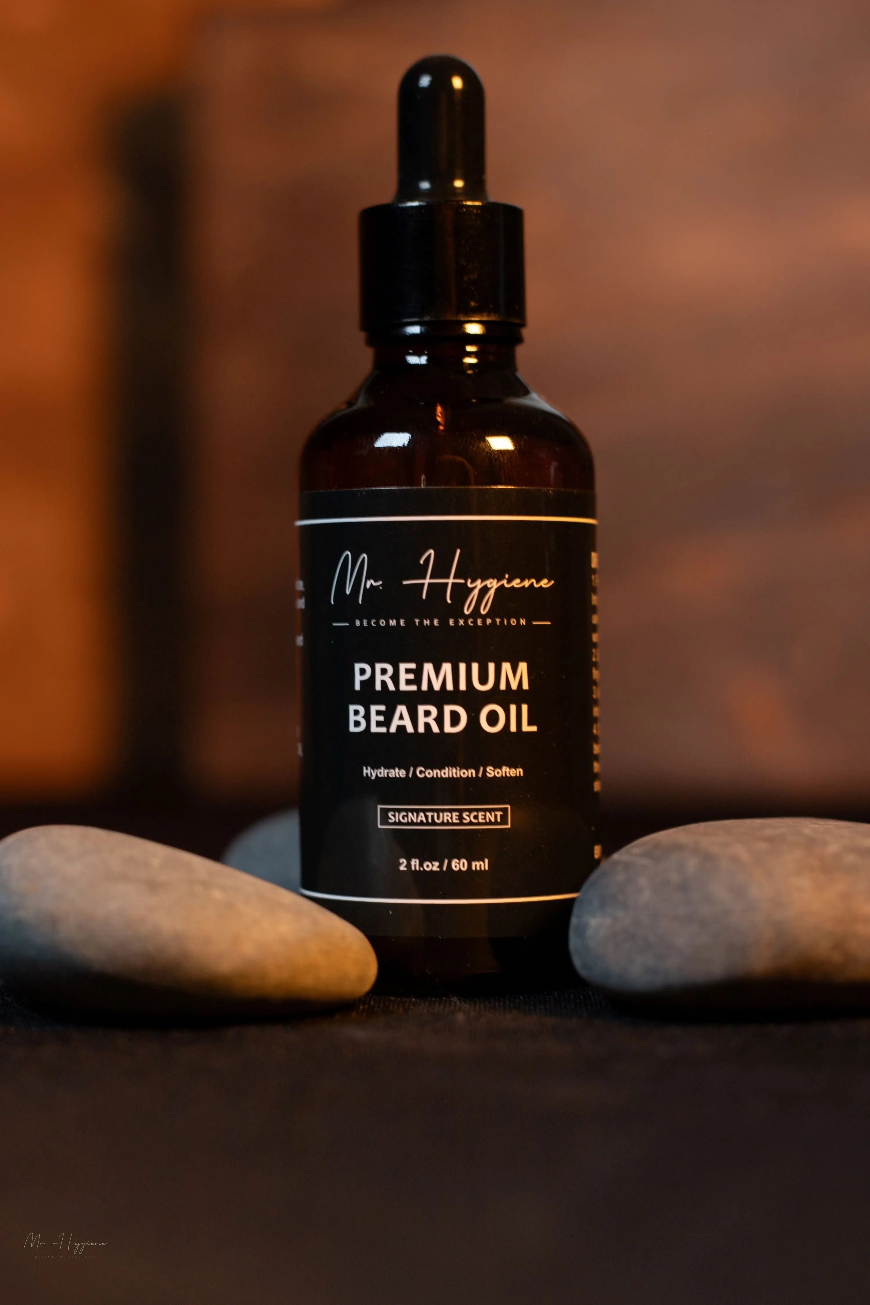 Premium Beard Oil with rocks