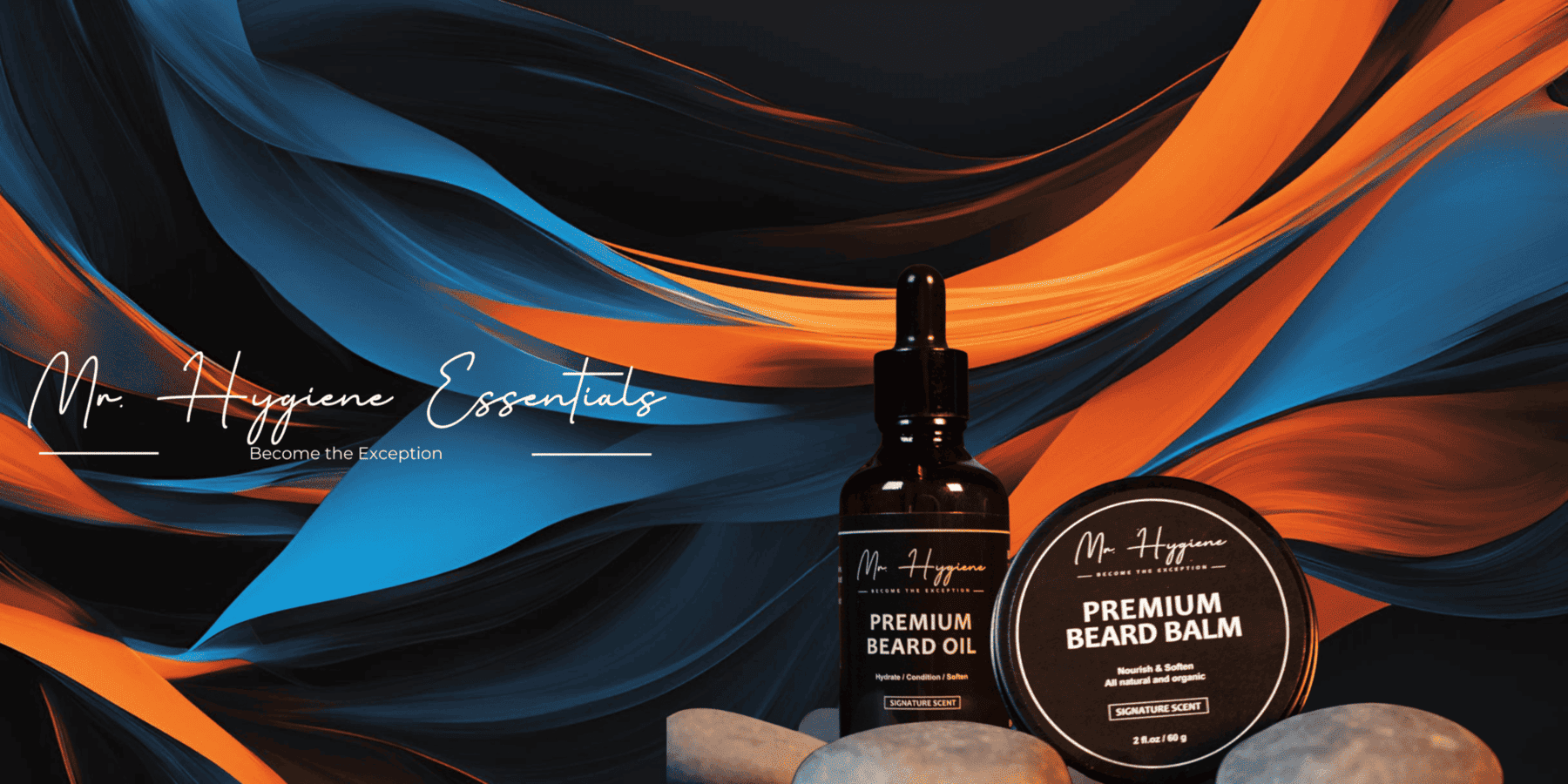 Beard Care Products with colorful background