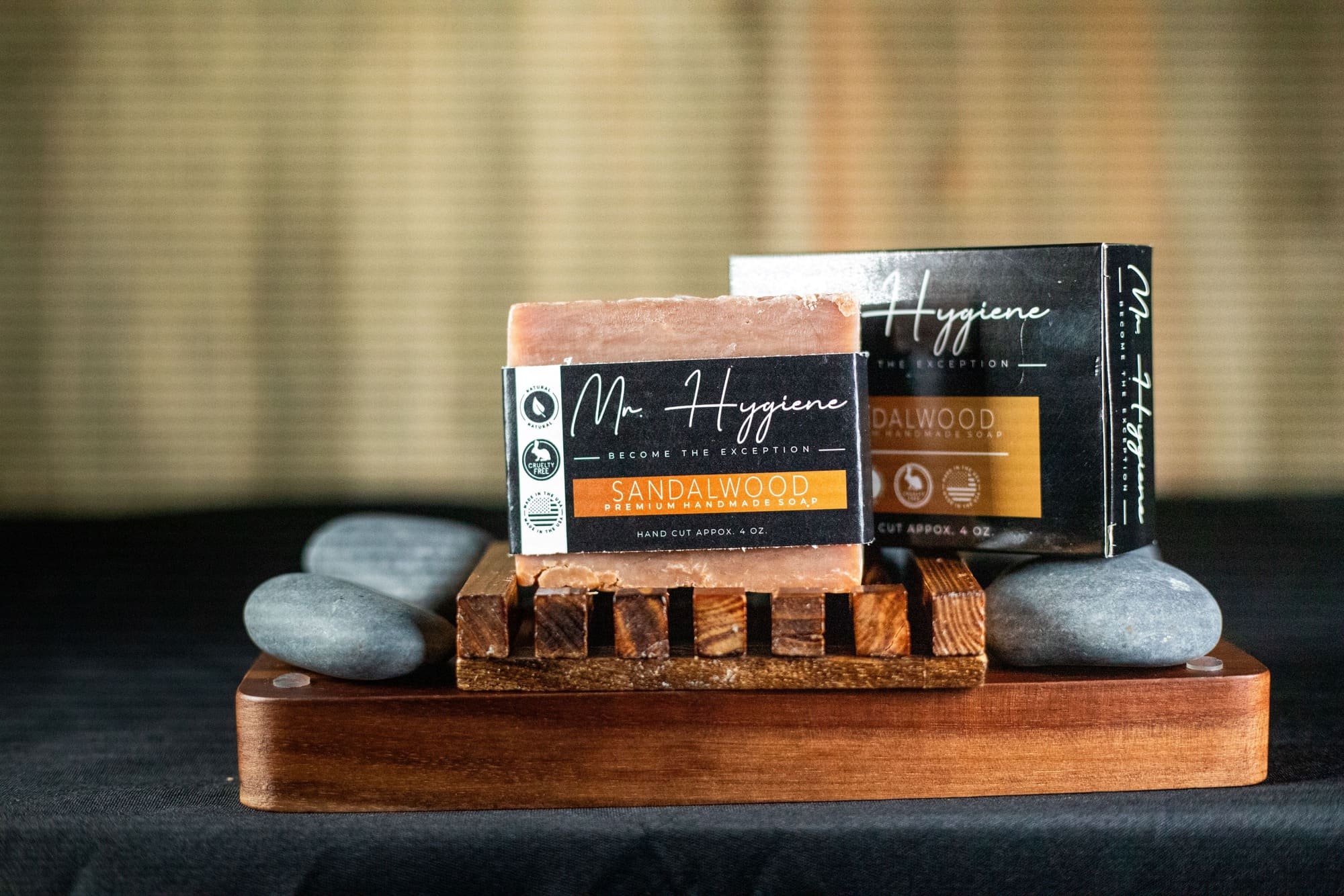 Sandalwood Bar Soap on Wooden Dish Soap