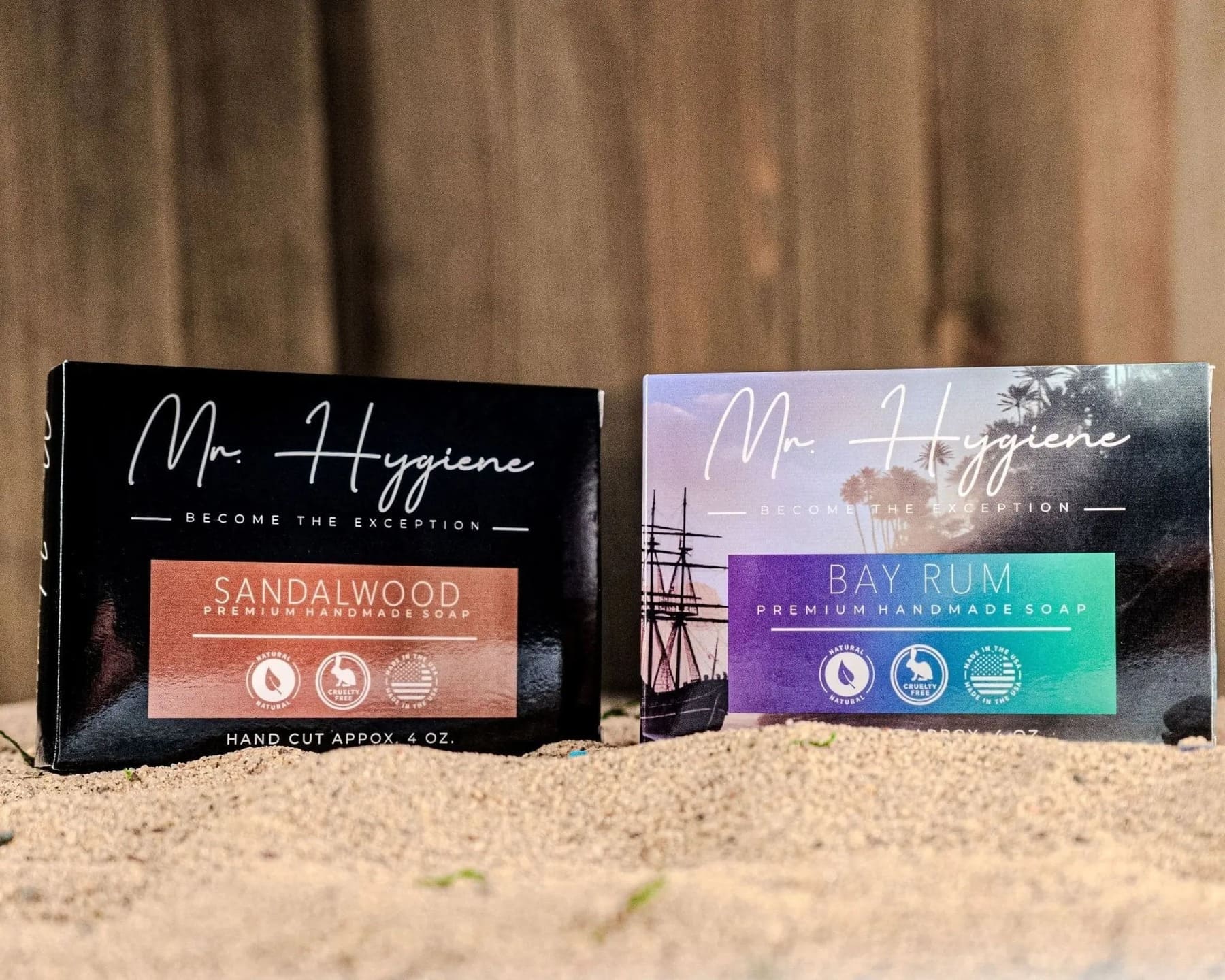 Soap boxes in sand