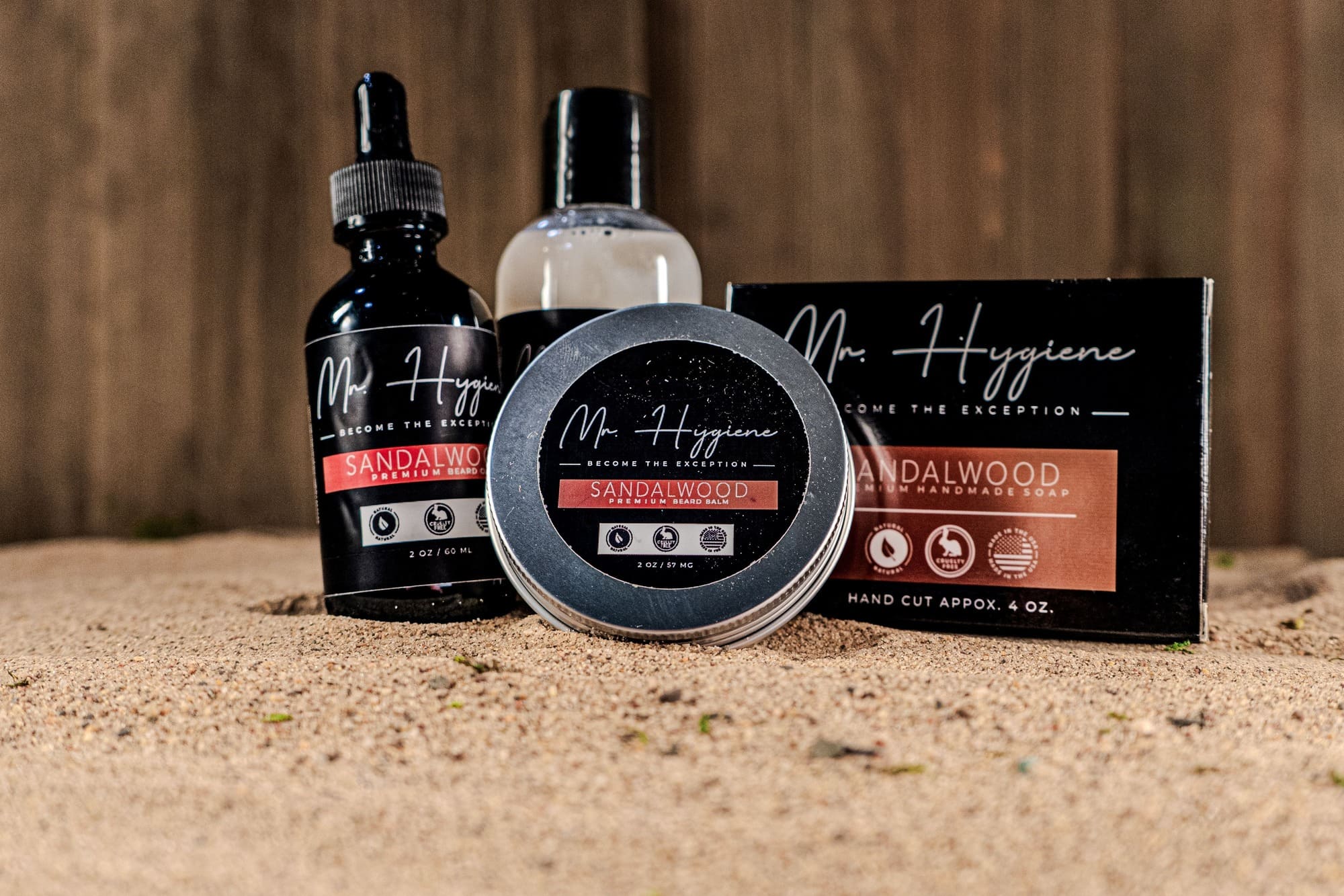 Sandalwood Hygiene Products in sand