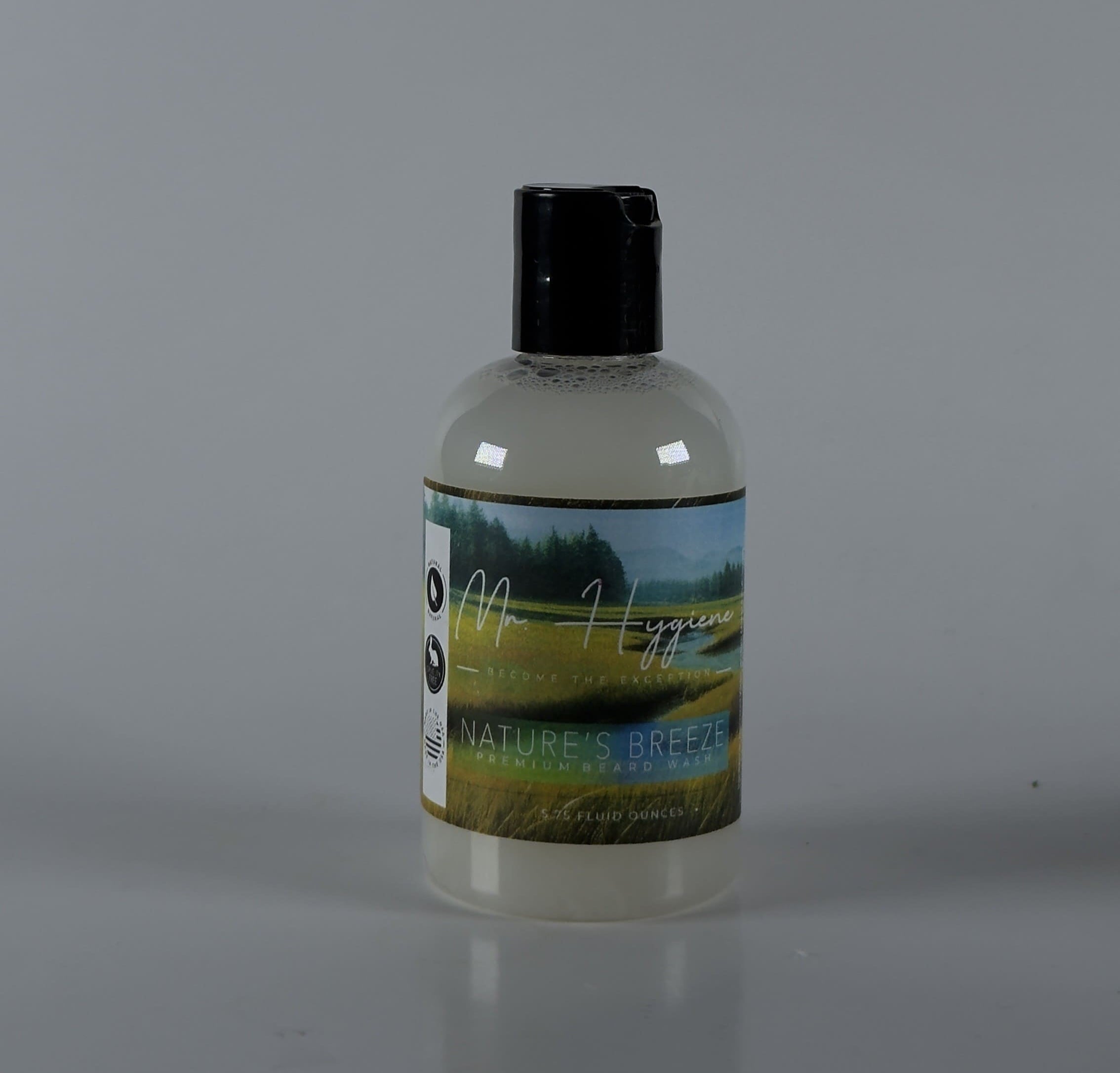 natures breeze beard wash with white background
