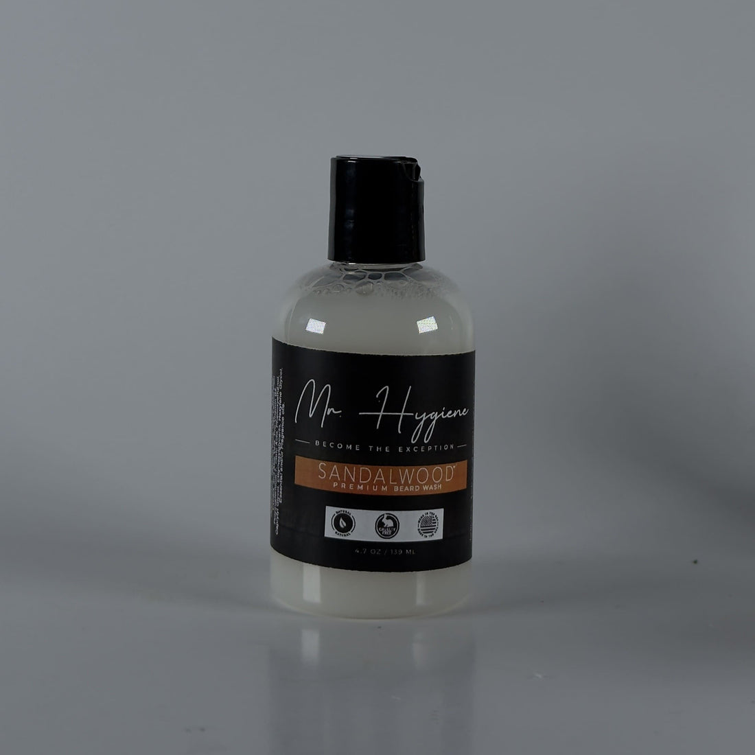 sandalwood beard wash with white background