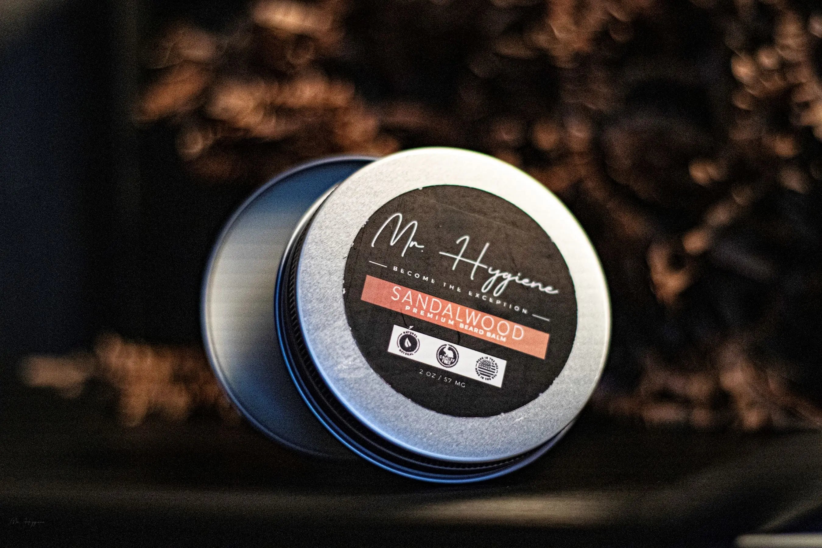 beard balm photo shot
