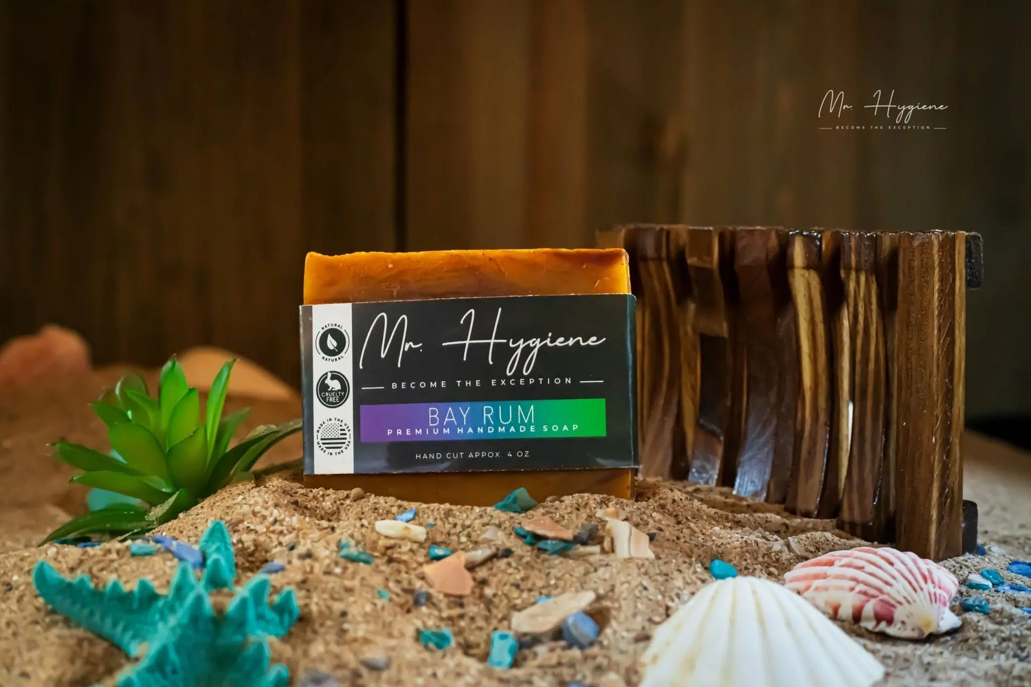 Bay Rum with wooden soap dish