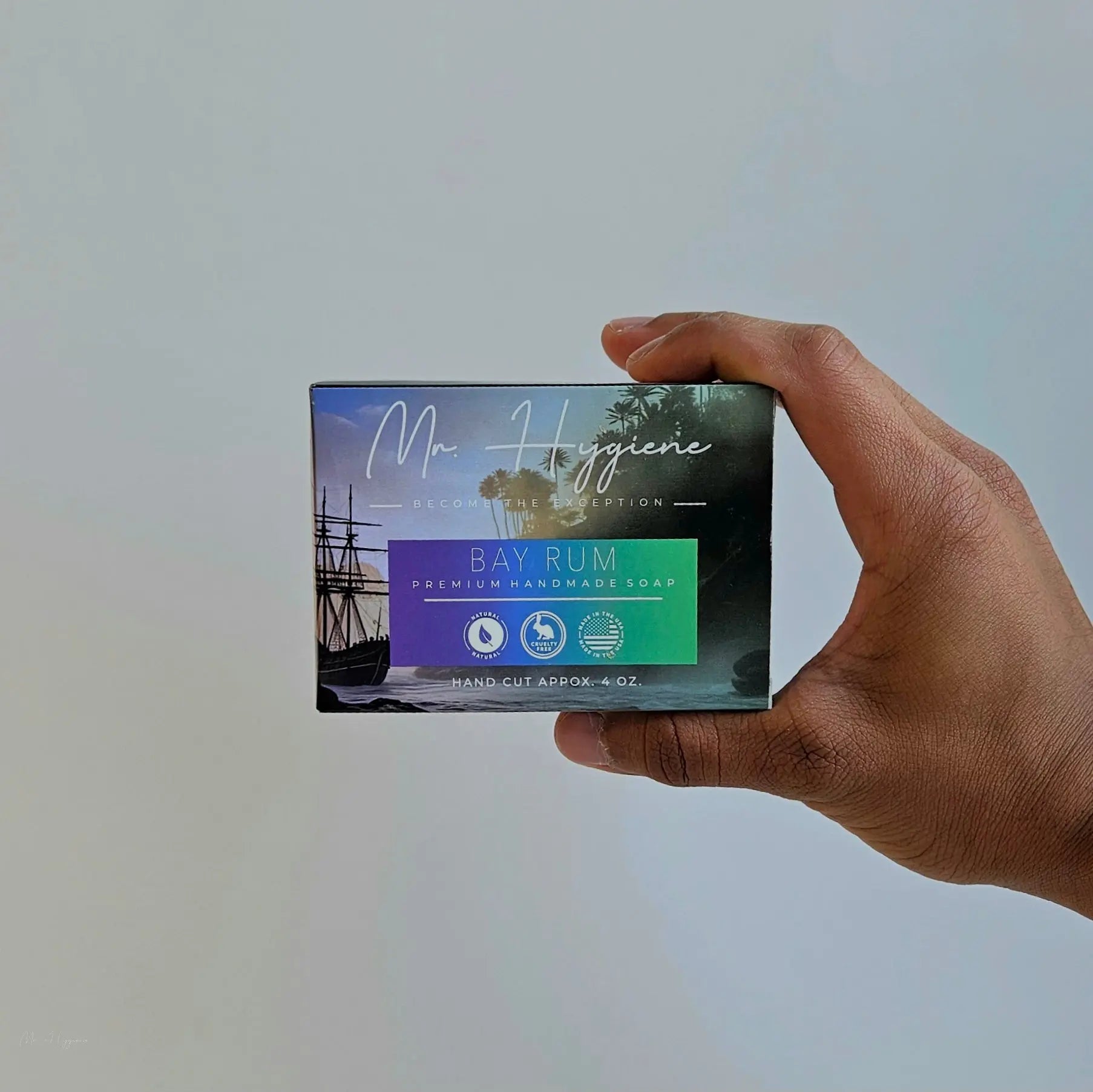 Bay Rum Mens Soap in hand