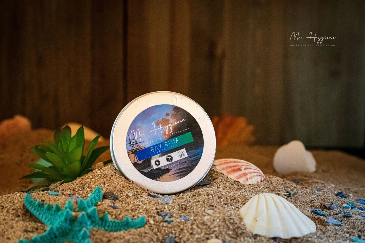 Bay-Rum-Organic Beard-Balm in sand