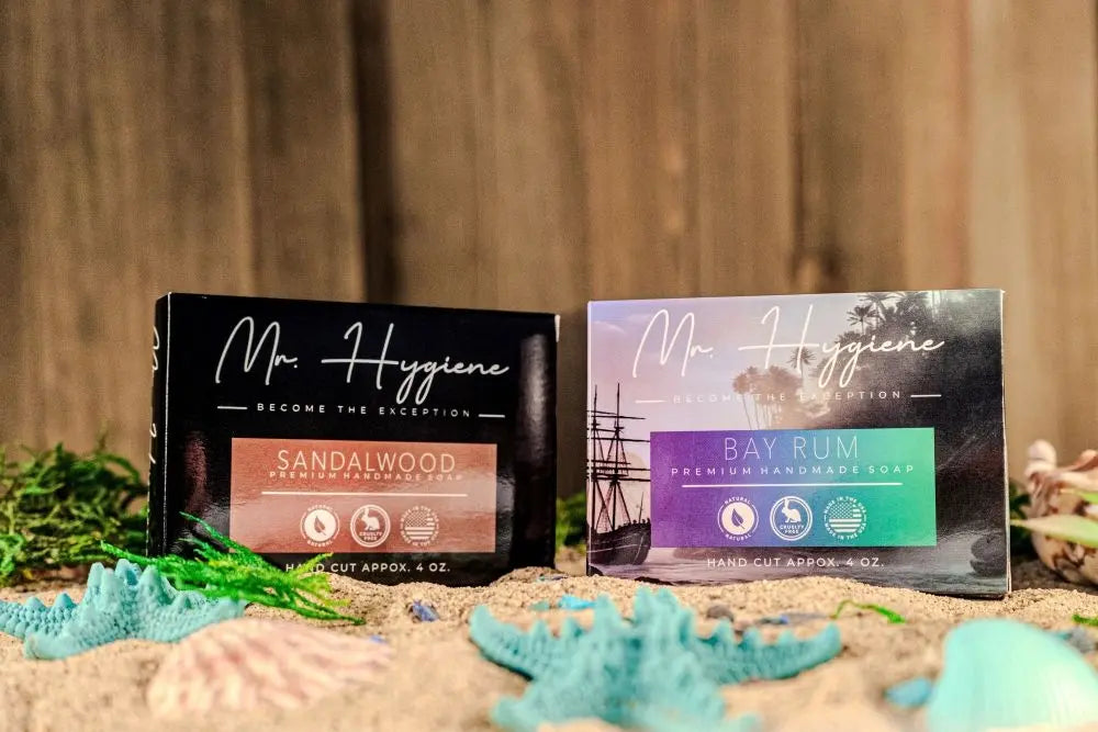 Bar Soap Boxes in Sand and Props