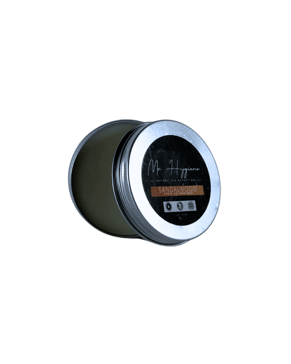 Sandalwood Beard Balm with opened tin