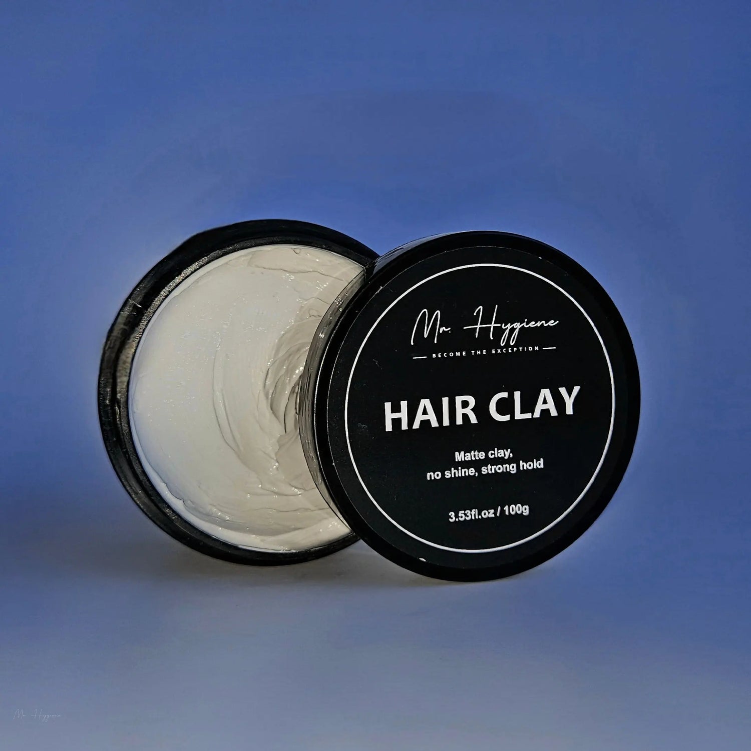 Hair Clay product shot in blue