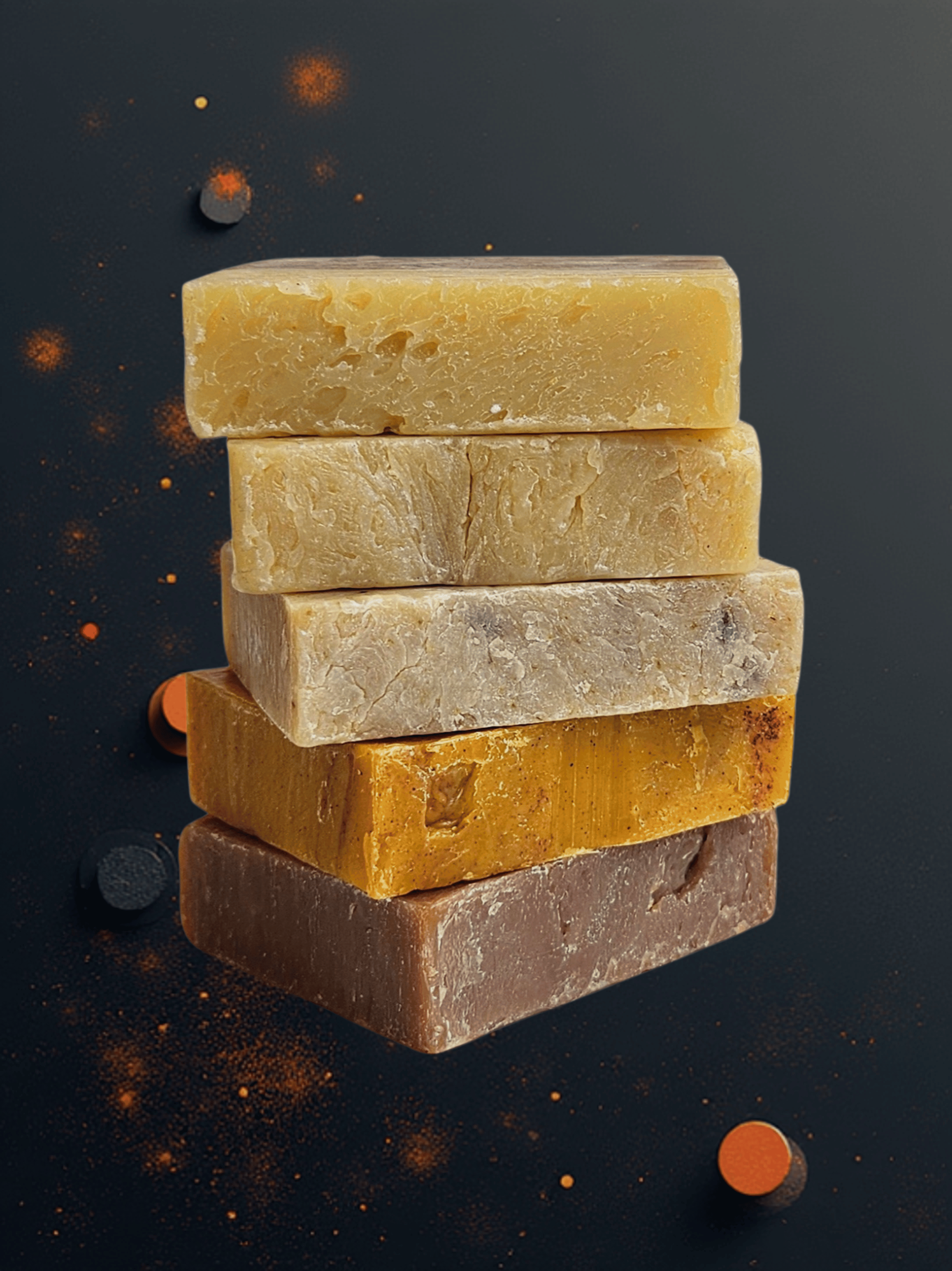 Stack of soap bars with promotional text for Black Friday sale on a dark background