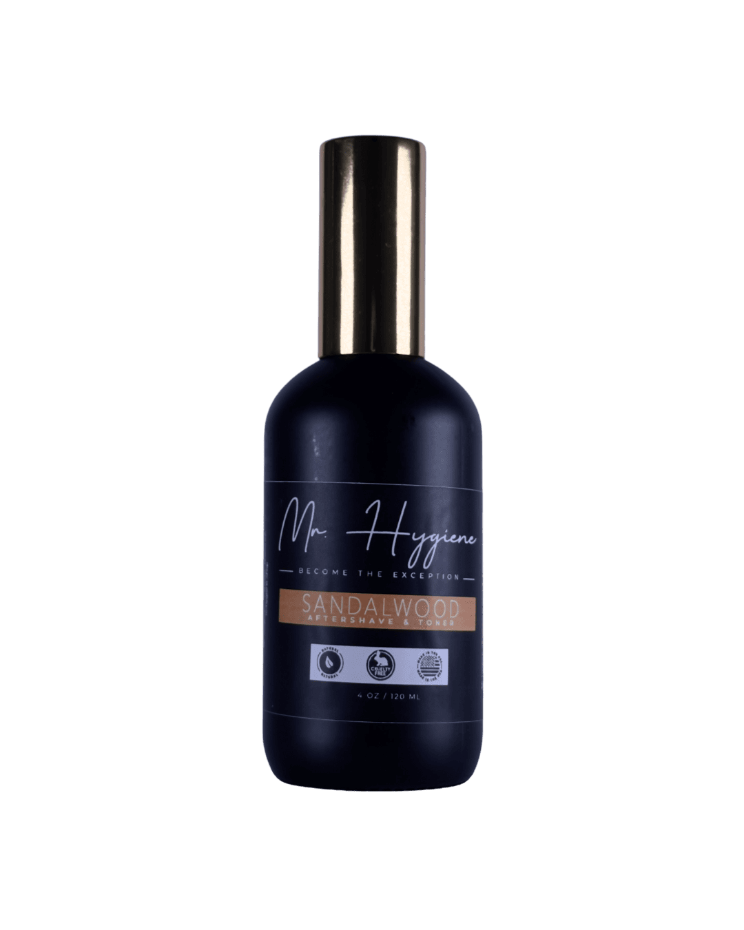 front view aftershave in spray on cap