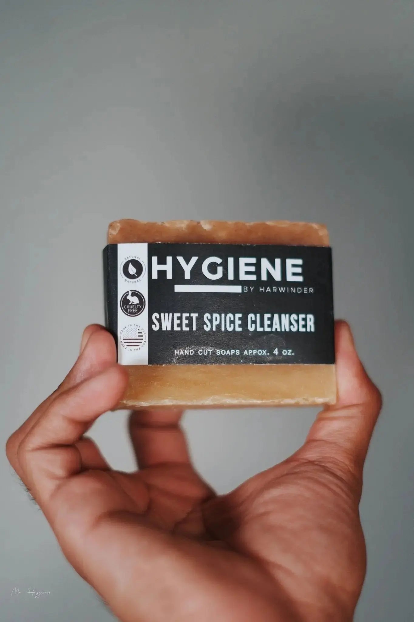 Sweet Spice Cleanser Luxury Mens Soap in hand
