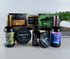 Collection of hair care products with visible branding on a light background