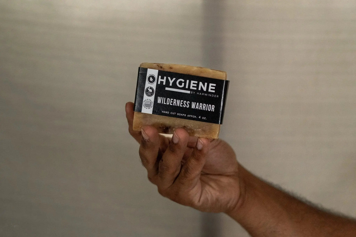 Wilderness-Warrior-Soap Bar for Men in hand
