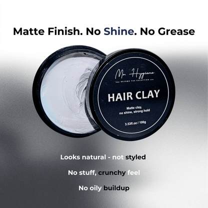 Matte Finish Hair Clay for Men - Strong Hold, Natural Look - Mr. Hygiene