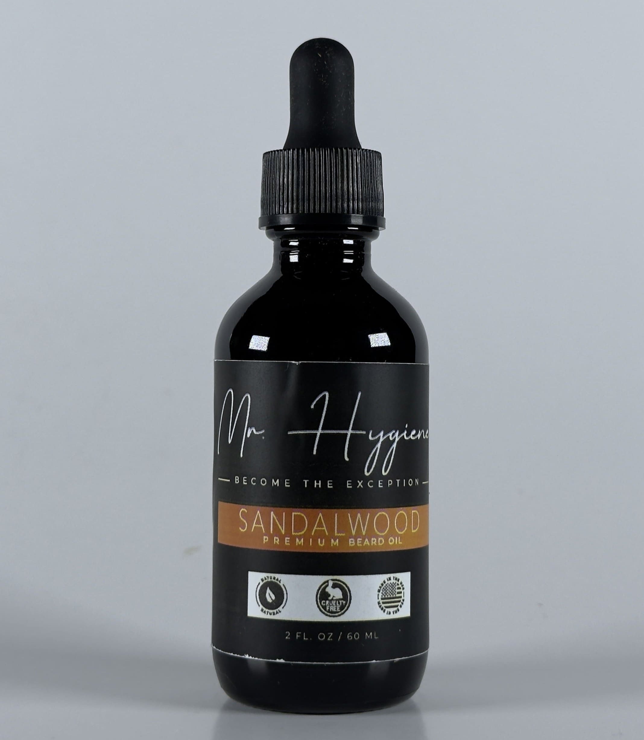 sandalwood beard oil with white background