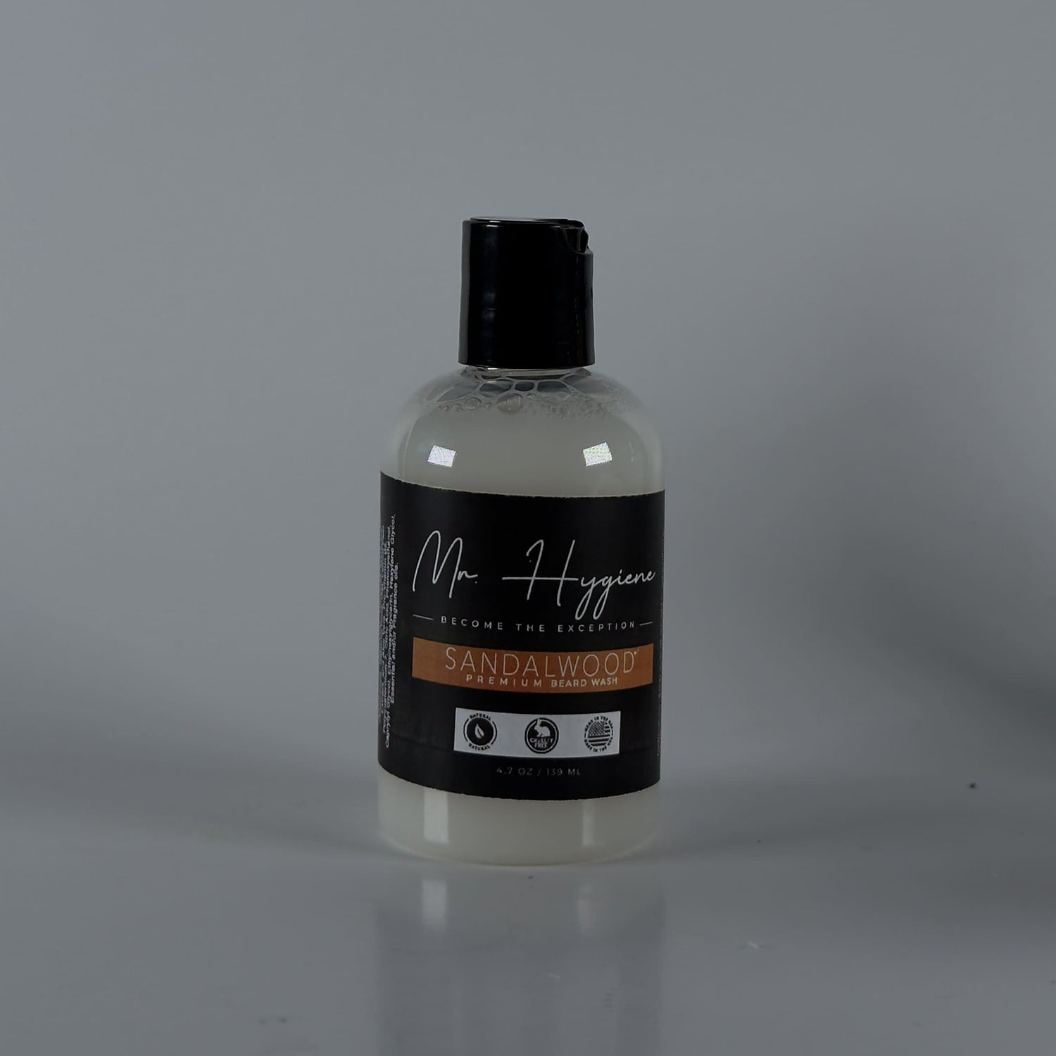 sandalwood beard wash with white background